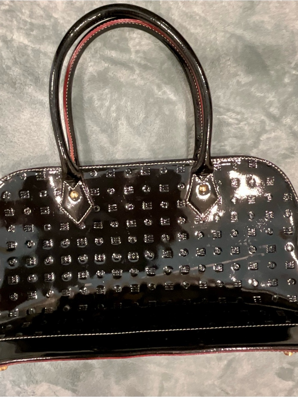 Black Patent Leather Embossed Arcadia Purse NWT